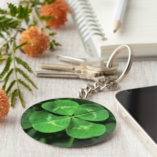 Goed Luck Vier Leaf Clover Sleutelhanger (Zijkant)