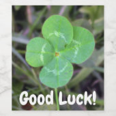 Goed Luck. Vier lef-klaver Wijn Etiket (Enkel label)