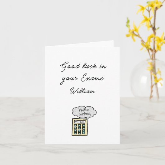 Goed Luck voor je examens Kaart. Aangepaste naam K Kaart (Gele Bloem)