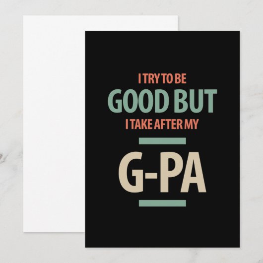 Goed maar G-Pa | Grootvader Gift Kaart (Voorkant / Achterkant)