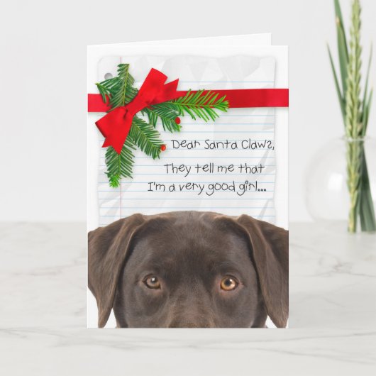Goed meisje Chocolade Lab Kerstmis Kaart (Voorkant)