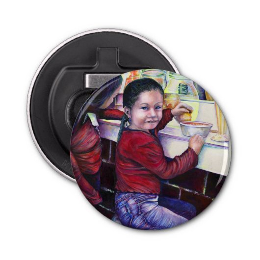 Goed meisje krijgt Ice Cream, Mexico Button Flesopener (Voorkant)