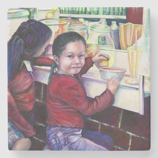 Goed meisje krijgt Ice Cream, Mexico Stenen Onderzetter (Voorkant)