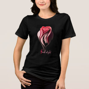Goed Nachten Tekst met Roos Bloem Markering Tri-Blend Shirt