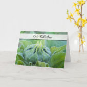 Goed natte zonnebloem Bud Close-up foto Kaart (Gele Bloem)