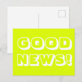 Goed Nieuws chartreuse wit modern vette typografie Briefkaart (Voorkant / Achterkant)