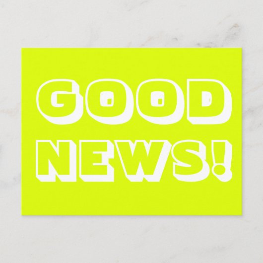 Goed Nieuws chartreuse wit modern vette typografie Briefkaart (Voorkant)