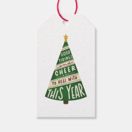 Goed nieuws en vrolijkheid en naar de hel met dit  cadeaulabel