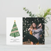 Goed nieuws en vrolijkheid en naar de hel met dit  feestdagenkaart (Staand voorkant)