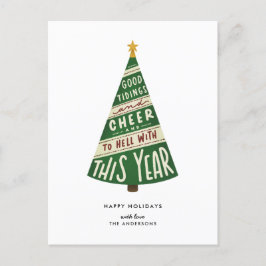 Goed nieuws en vrolijkheid en naar de hel met dit  feestdagenkaart