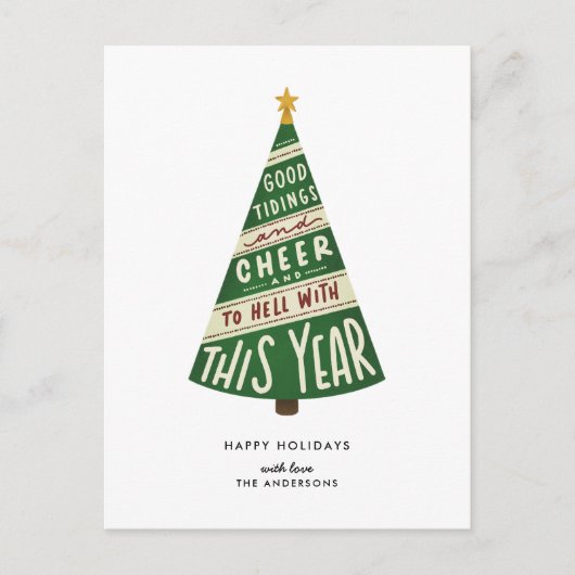 Goed nieuws en vrolijkheid en naar de hel met dit  feestdagenkaart (Voorkant)