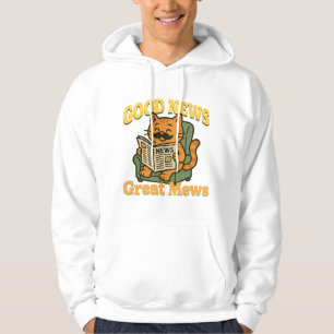 Goed nieuws Geweldig nieuws Grappig Kat lezen Kran Hoodie