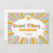 Goed nieuws van school retro vibes leraar briefkaart (Voorkant / Achterkant)