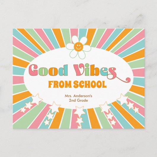 Goed nieuws van school retro vibes leraar briefkaart (Voorkant)