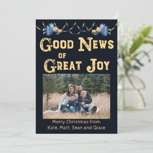 Goed nieuws voor de kerstkaart van de grote vreugd (Staand voorkant)