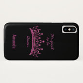 Goed om Koningin Roze Glitter Crown iPhone X Hoesj Case-Mate iPhone Case (Achterkant (horizontaal))