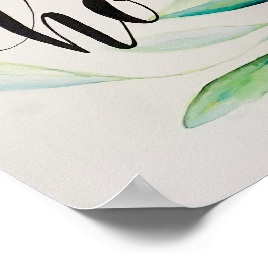 Goed om thuis poster met waterverf bladeren (Hoek)