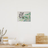 Goed om thuis poster met waterverf bladeren (Keuken)