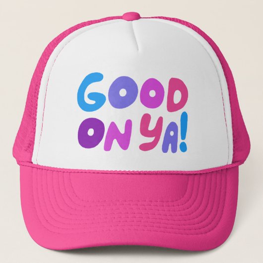 GOED OP JA! Cute Colorful Handlettering Aussie Trucker Pet (Voorkant)