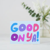 GOED OP YA Bubble Letters Pink Blue Paars Bright Briefkaart (Staand voorkant)