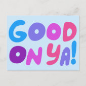 GOED OP YA Bubble Letters Pink Blue Paars Bright Briefkaart (Voorkant)