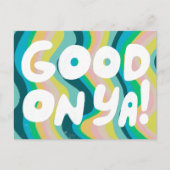 GOED OP YA Bubble Letters Roze Green Stripes Briefkaart (Voorkant)