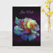 Goed Paarse Kust Turquoise Rainbow Roos Kaart (Gele Bloem)