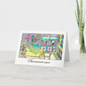 Goed Russisch met kat in Chaise Lounge Kaart (Voorkant)