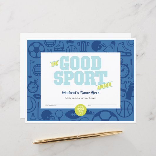 Goed sportcertificaat (Voorkant / Achterkant in situ)