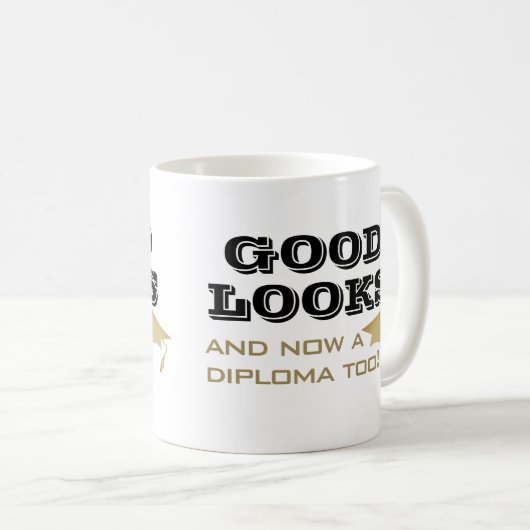 Goed uiterlijk en nu Diploma to Funny Afstuderen Koffiemok (Voorkant rechts)