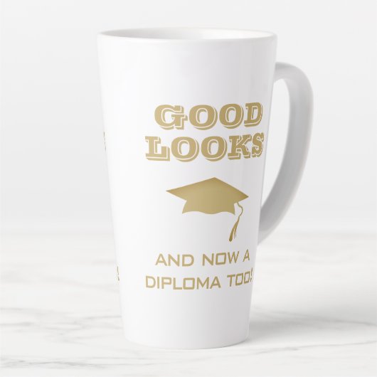 Goed uiterlijk en nu Diploma to Funny Afstuderen Latte Mok (Rechterhoek)