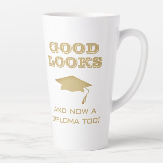 Goed uiterlijk en nu Diploma to Funny Afstuderen Latte Mok (Rechts)