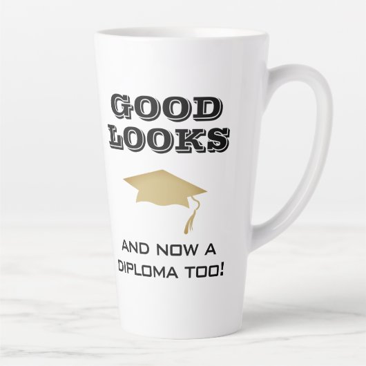 Goed uiterlijk en nu Diploma to Funny Afstuderen Latte Mok (Rechts)