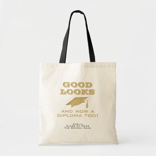 Goed uiterlijk en nu Diploma to Funny Afstuderen Tote Bag (Voorkant)