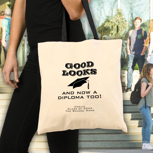 Goed uiterlijk en nu Diploma to Funny Afstuderen Tote Bag