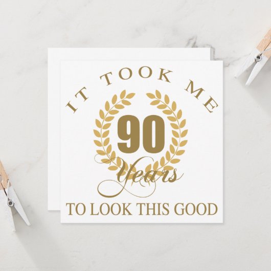 Goed uitziende 90e verjaardag kaart (Voorkant / Achterkant in situ)
