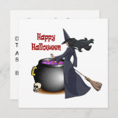 Goed uitziende heks en de ketel uitnodigen kaart (Voorkant / Achterkant)