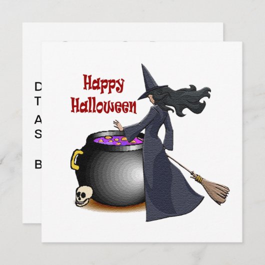 Goed uitziende heks en de ketel uitnodigen kaart (Voorkant / Achterkant)