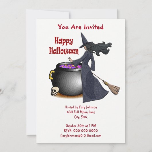 Goed uitziende heks en de ketel uitnodiging (Voorkant)