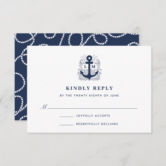 goed verankerd | Nautisch anker RSVP-kaart RSVP Kaartje (Voorkant / Achterkant)