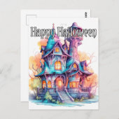 Goed verlicht oud spookhuis Halloween Briefkaart (Voorkant / Achterkant)