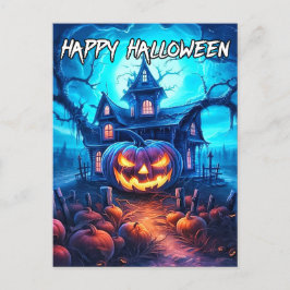 Goed verlichte Nefarious Happy Halloween pompoen Briefkaart