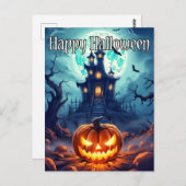 Goed verlichte Nefarious Happy Halloween pompoen Briefkaart (Voorkant / Achterkant)