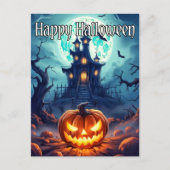 Goed verlichte Nefarious Happy Halloween pompoen Briefkaart (Voorkant)