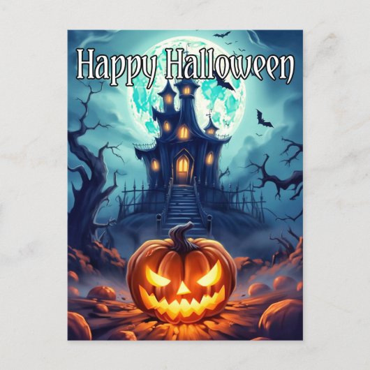 Goed verlichte Nefarious Happy Halloween pompoen Briefkaart (Voorkant)