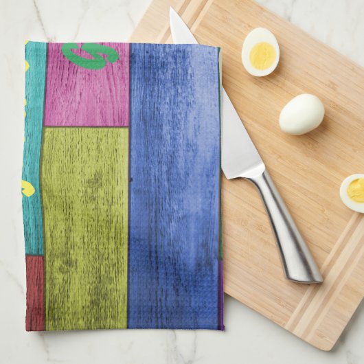 Goed voedsel, goede vrienden, goede tijden, kleurr theedoek (Quarter Fold)