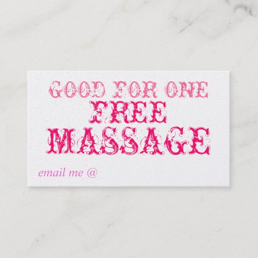 GOED VOOR ÉÉN GRATIS MASSAGE - KAART KORTINGSKAARTJE (Voorkant)