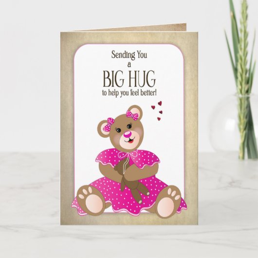 Goed voor kinderen Girl Teddy Bear Hugging Beer Au Kaart (Voorkant)