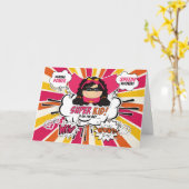 Goed voor kinderen Roze superheld stripboek Kaart (Gele Bloem)