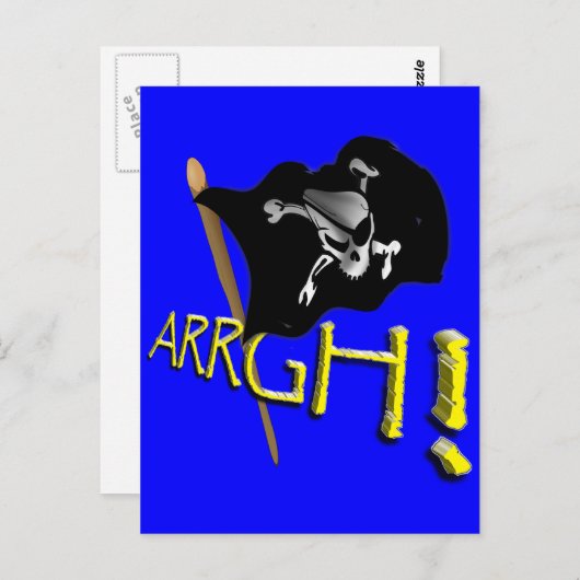 GOED! Waving Jolly Roger Pirate Flag Briefkaart (Voorkant / Achterkant)